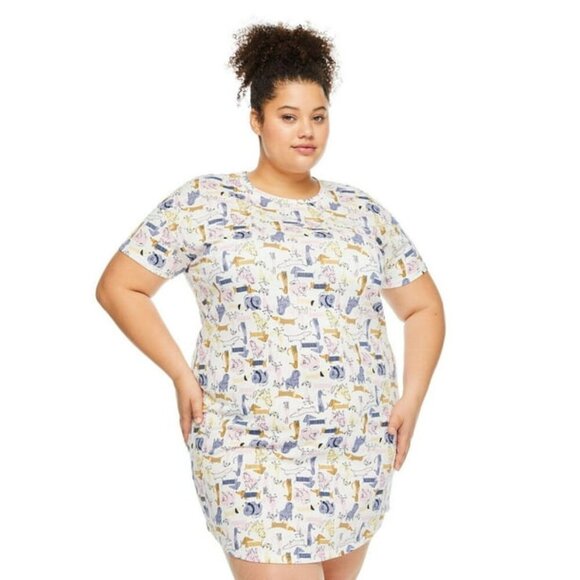👚 Plus Size Women's Round Neck Nightshirt – George Size: 1X - Picture 1 of 3